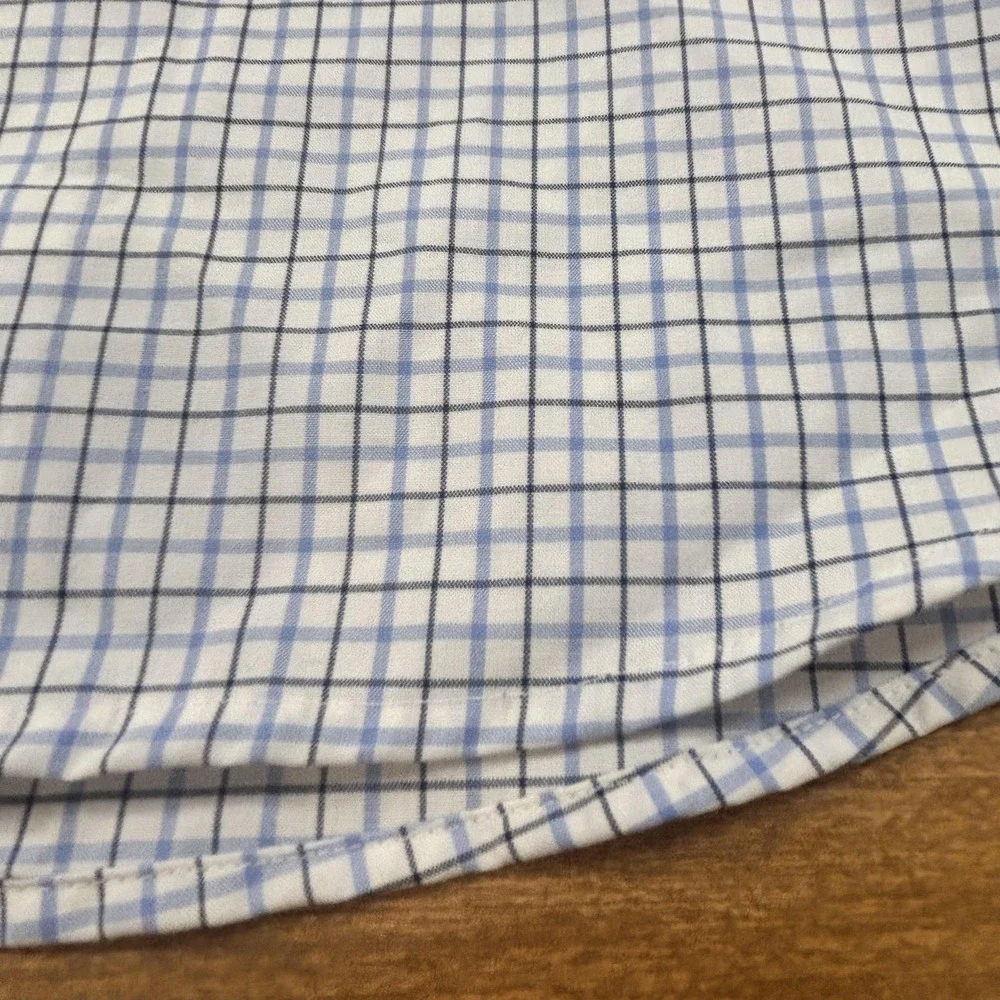 Polo Ralph Lauren Shirt Mens M Blue Check Classic Fit Stretch Button Down Dress